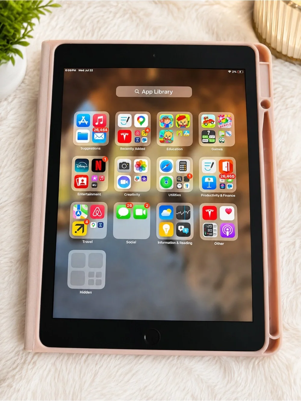 Apple iPad with Light Pink Protective Case
